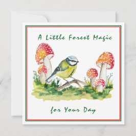 Blue Tit and Fly Agaric Watercolor Einladung