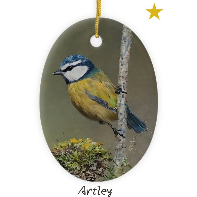 Blue Tit Bird Malerei Custom Year Weihnachten Keramik Ornament (Von Creator hochgeladen)