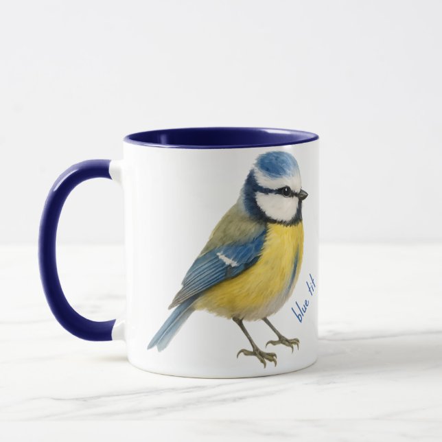 Blue Tit Bird Mug Nature Lover Gift Tasse (Links)