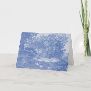 Blue Toil de Jouy French Country Shabby Elegance Karte