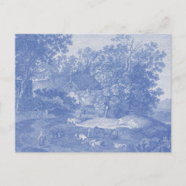 Blue Toil de Jouy French Country Shabby Elegance Postkarte