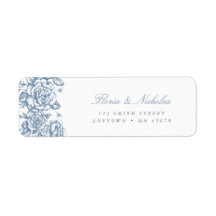 Blue Toile Address Label Französisch Chinoiserie C