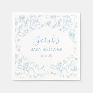 Blue Toile Bear Baby Shower Boy Serviette