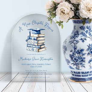 Blue Toile Books Coquette Neues Kapitel Abschluss Acryleinladungen