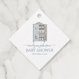 Blue Toile Botanical Wardrobe Baby Dusche Geschenkanhänger