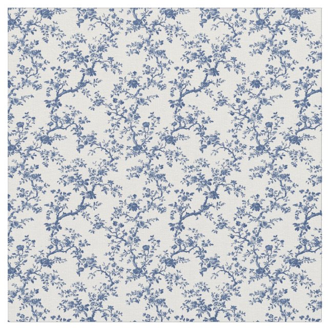 Blue Toile Branch Motif Stoff (Nahaufnahme)