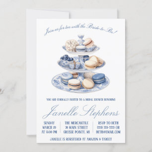 Blue Toile China Viktorianisch Tee Party Brautpart Einladung