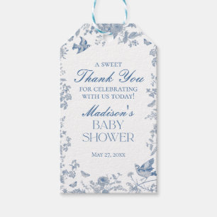 Blue Toile De Jouy Baby Shower Favoriten Geschenkanhänger