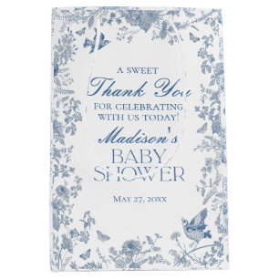 Blue Toile De Jouy Baby Shower Favoriten Mittlere Geschenktüte