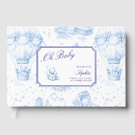 Blue Toile de Jouy Baby Shower Guest Book Gästebuch