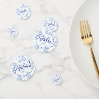 Blue Toile de Jouy Baby Shower Table Confetti Konfetti