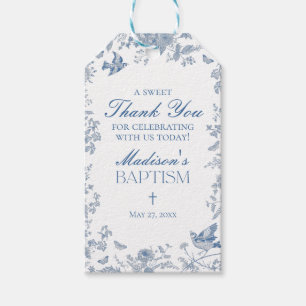Blue Toile De Jouy Baptism Favoriten Geschenkanhänger