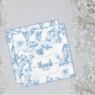 Blue Toile de Jouy Brautparty Dankeskarte
