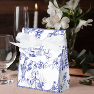 Blue Toile de Jouy Brautparty Geschenkschachtel