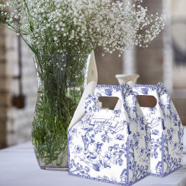 Blue Toile de Jouy Brautparty Geschenkschachtel