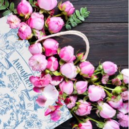 Blue Toile de Jouy Brautparty Große Geschenktüte