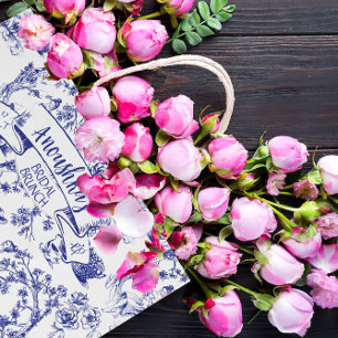 Blue Toile de Jouy Brautparty Mittlere Geschenktüte