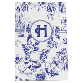 Blue Toile de Jouy Brautparty Mittlere Geschenktüte