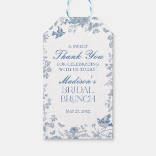 Blue Toile De Jouy Bridal Brunch Favoriten Geschenkanhänger
