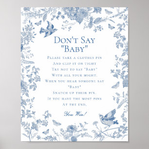 Blue Toile De Jouy Dont Say Baby Showspiel Poster