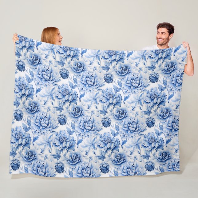 Blue Toile de Jouy Fleecedecke (Beispiel)