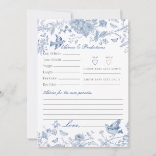 Blue Toile De Jouy Floral Advice for Baby Card Einladung
