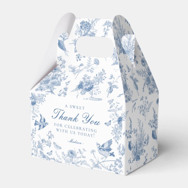 Blue Toile De Jouy Floral Dessert Gevor Box Geschenkschachtel (Vorderseite)