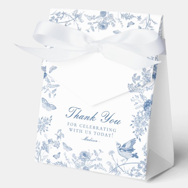 Blue Toile De Jouy Floral Dessert Gevor Box Geschenkschachtel (Vorderseite)