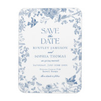 Blue Toile De Jouy French Floral Save the Date