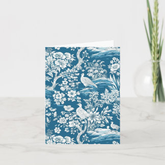 Blue Toile de Jouy inspiriert Blumenpapier Gruß Karte