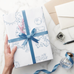 Blue Toile de Jouy Kinderzimmer Babydusche Geschenkpapier