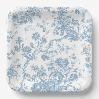 Blue Toile de Jouy Paper Plate Pappteller
