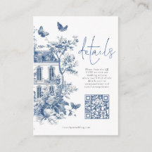 Blue Toile De Jouy QR Code Wedding Details