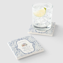 Blue Toile de jouy Tee Party Brautparty Steinuntersetzer