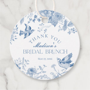 Blue Toile De Jouy Vintag Floral Bridal Brunch Geschenkanhänger