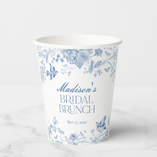 Blue Toile De Jouy Vintag Floral Bridal Brunch Pappbecher