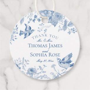 Blue Toile De Jouy Vintag Floral Wedding Geschenkanhänger