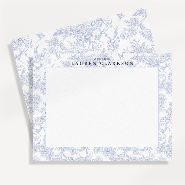 Blue Toile floral Border Note Card Einladung (Von Creator hochgeladen)