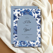 Blue Toile Floral Bridesmaid Vorschlag Card