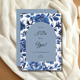 Blue Toile Floral Bridesmaid Vorschlag Card Einladung