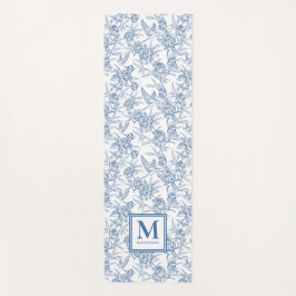 Blue Toile French Custom Name Yogamatte