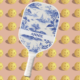 Blue Toile Jouy Personalisiert Pickleball Paddle