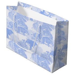 Blue Toile Jungle Animals Safari Chinoiserie Große Geschenktüte