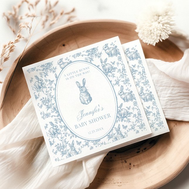 Blue Toile Little Bunny Easter Baby Boy Shower Serviette (Von Creator hochgeladen)