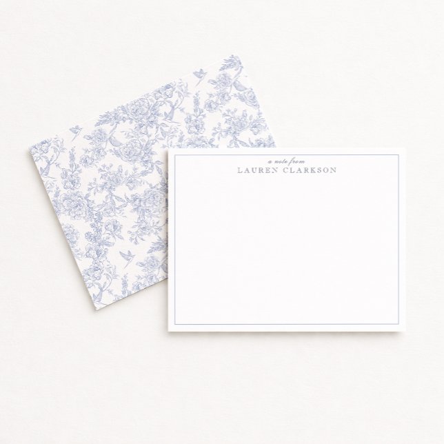 Blue Toile Minimalistisch Border Note Card Einladung (Von Creator hochgeladen)