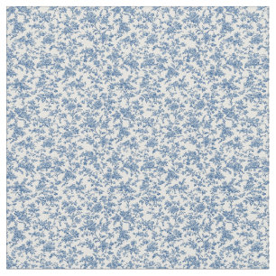 Blue Toile Petite Floral Pattern Stoff