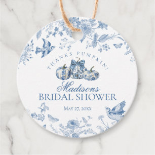 Blue Toile Pumpkin French Fall Brautparty Geschenkanhänger