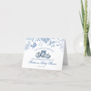 Blue Toile Pumpkin French Fall Danke Karte