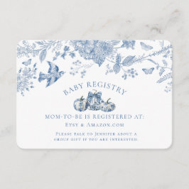 Blue Toile Pumpkin Vintag Floral Baby Registry Begleitkarte