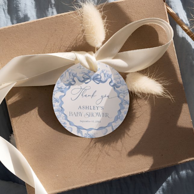 Blue Toile Safari Animal Baby Dusche Vielen Dank Geschenkanhänger (Von Creator hochgeladen)